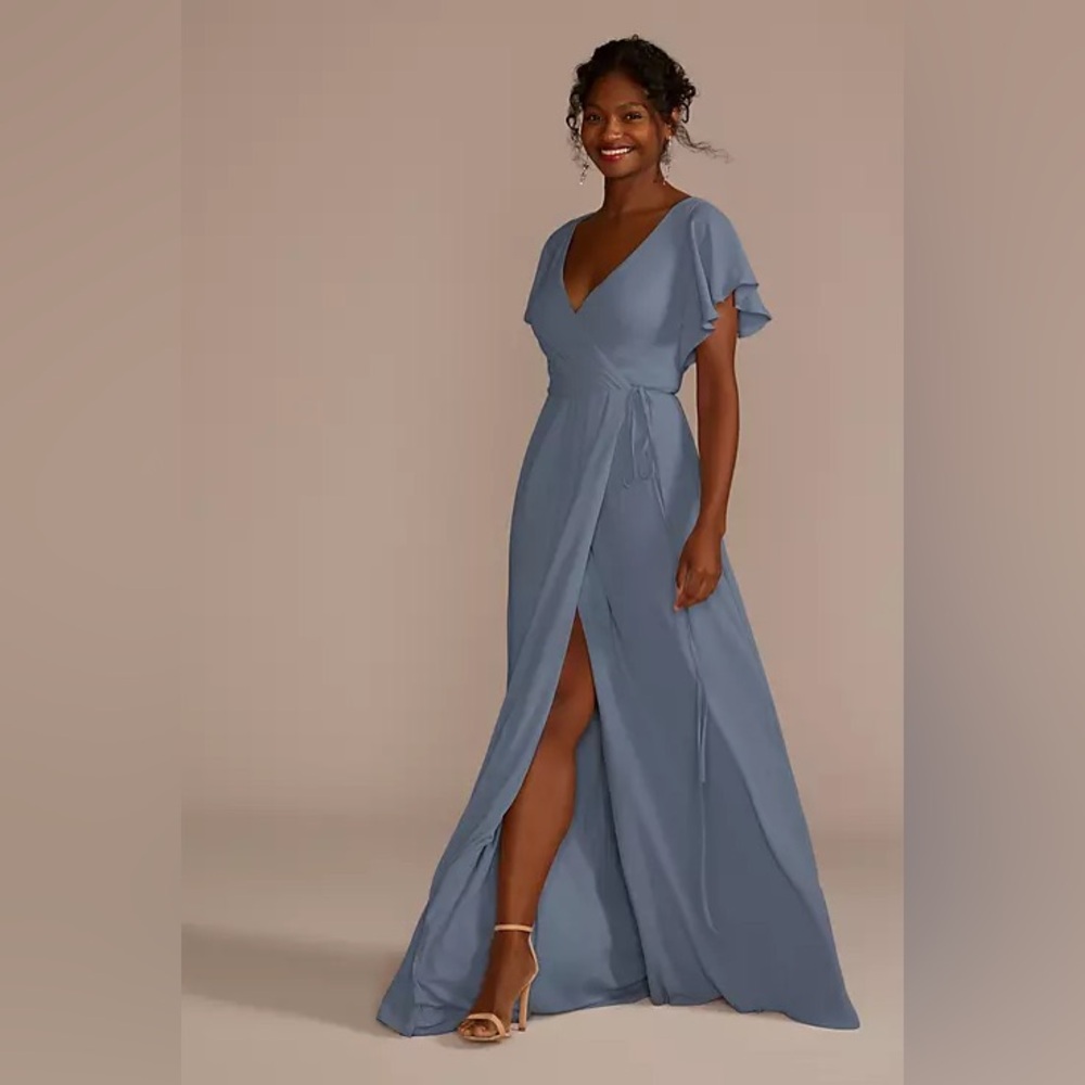 Wrap dress flutter sleeve
